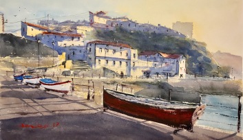 La txalupa roja; Puerto Viejo de Algorta. Txalupa gorria